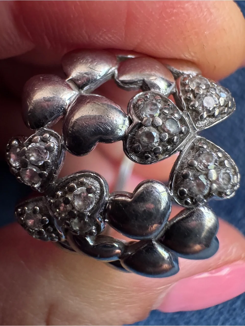 Vintage Ireland 925 Sterling Silver Heart‎ design ring Size 9  1/4